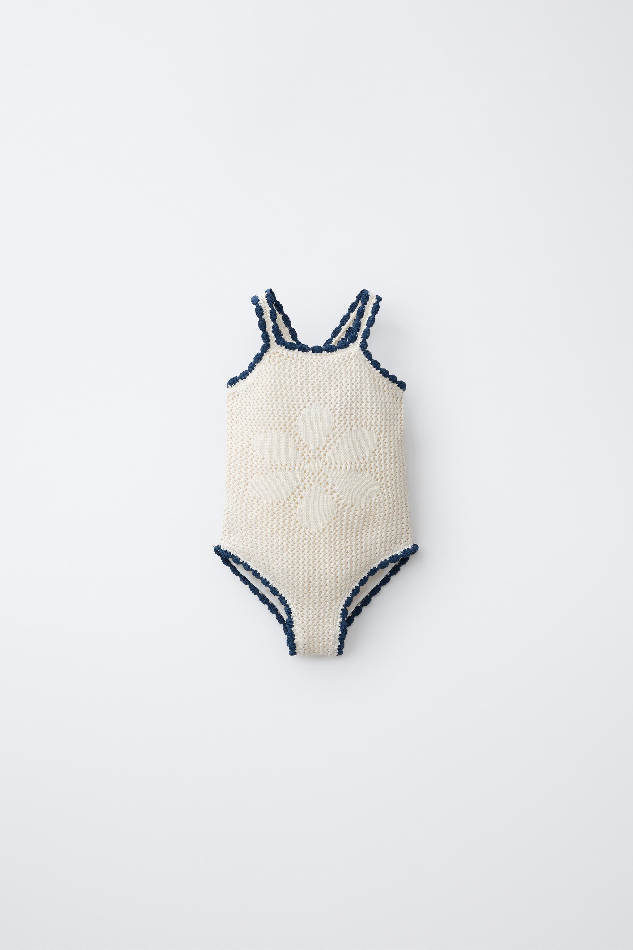 2-6 YEARS/ CROCHET KNIT FLORAL SWIMSUIT
